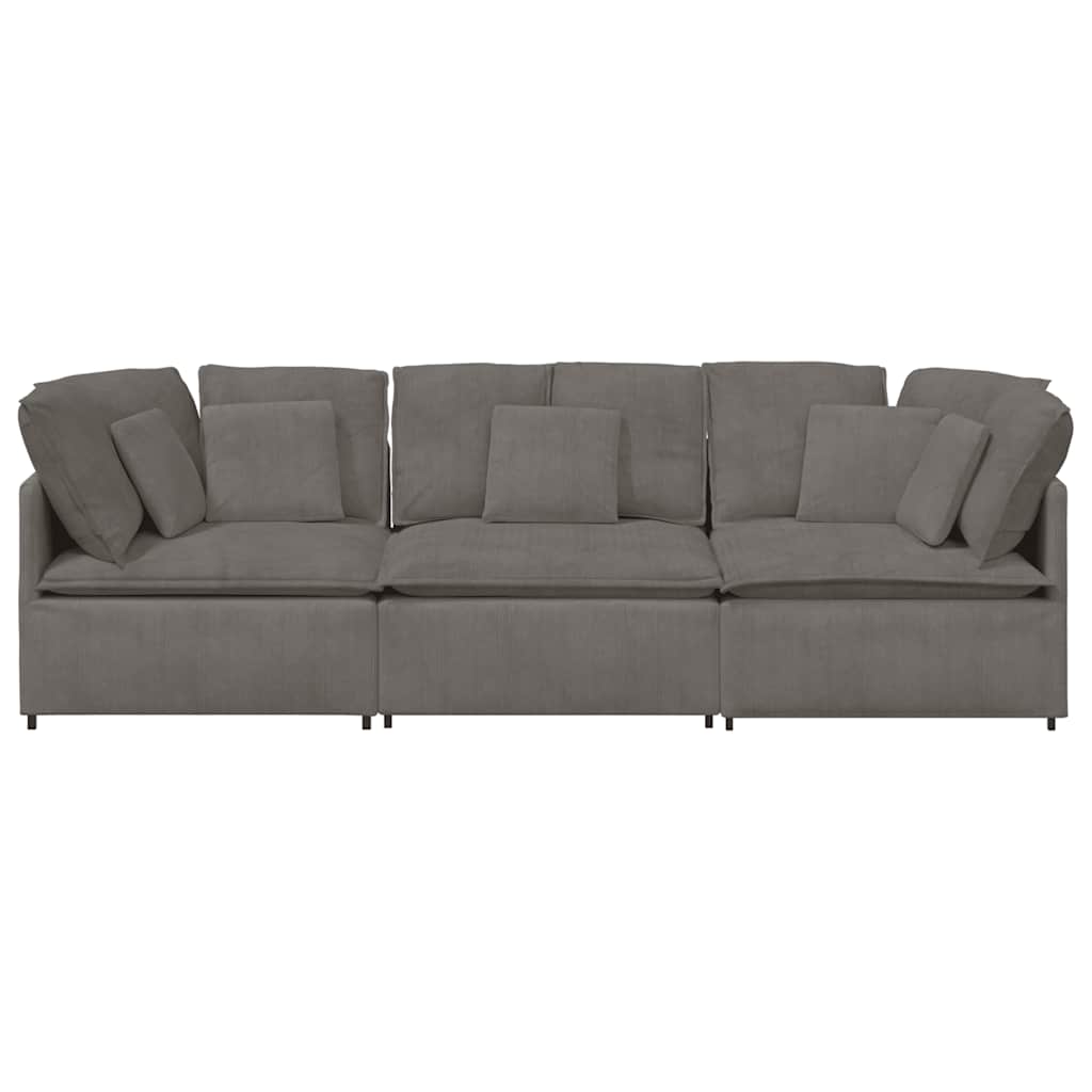 Canapé modulable avec coussins en tissu velours côtelé gris clair - XIOS