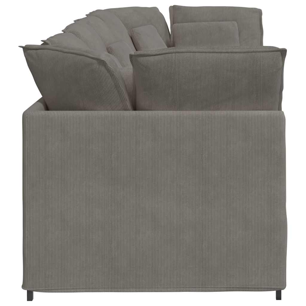Canapé modulable avec coussins en tissu velours côtelé gris clair - XIOS