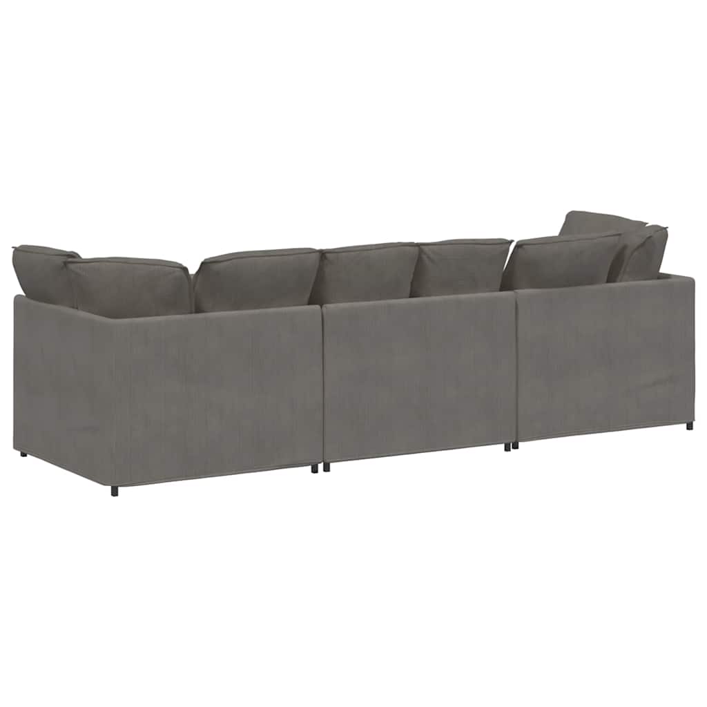 Canapé modulable avec coussins en tissu velours côtelé gris clair - XIOS