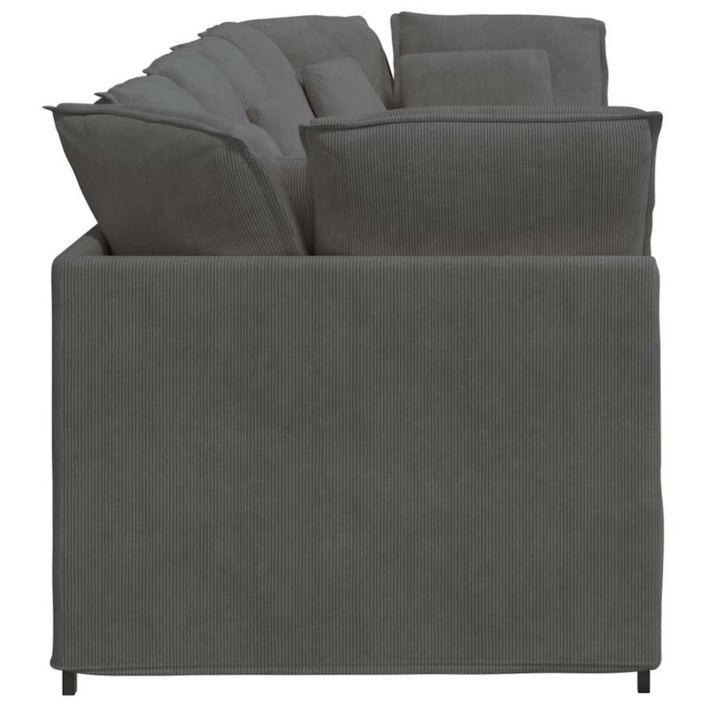Canapé modulable avec coussins velours côtelé gris foncé - XIOS