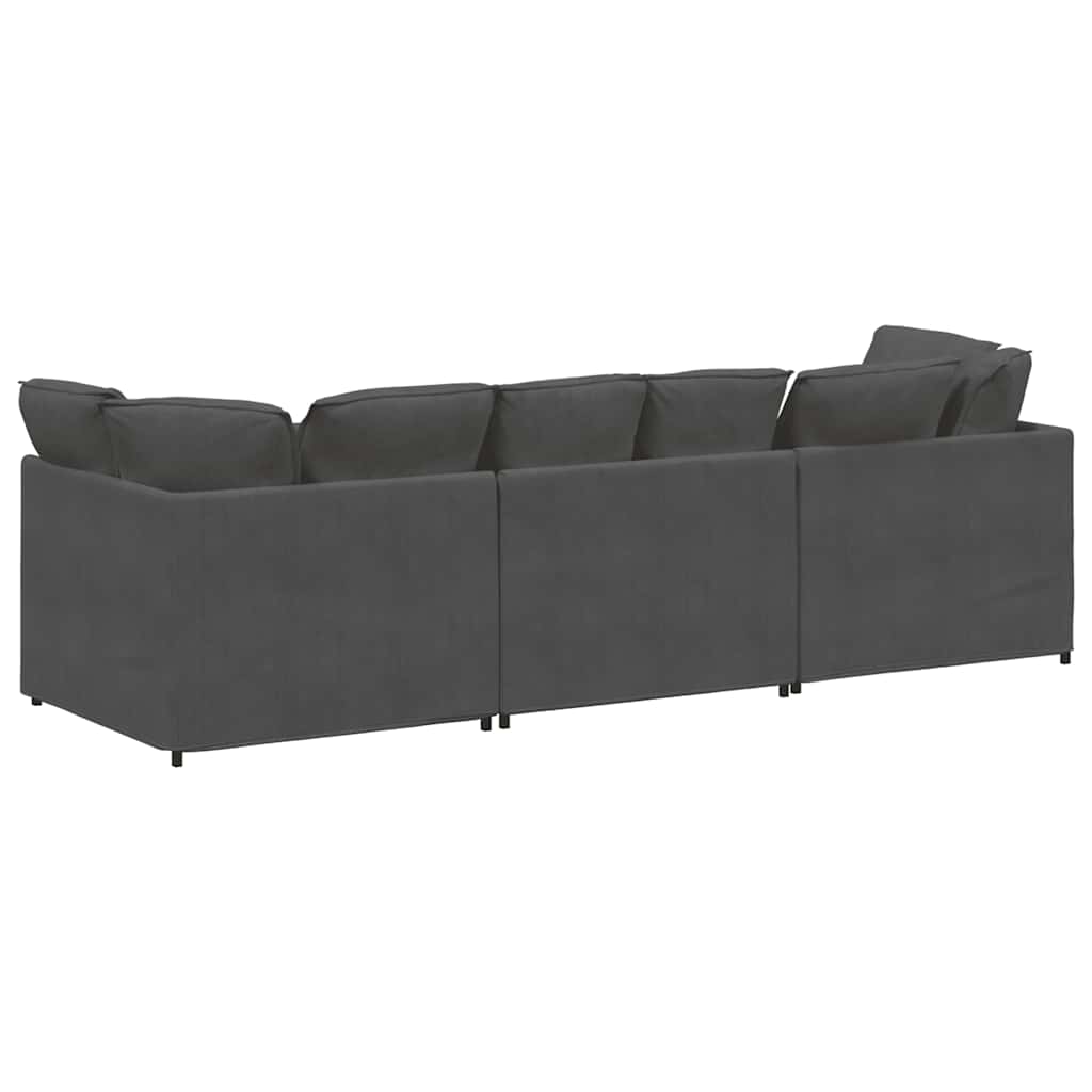 Canapé modulable avec coussins velours côtelé gris foncé - XIOS