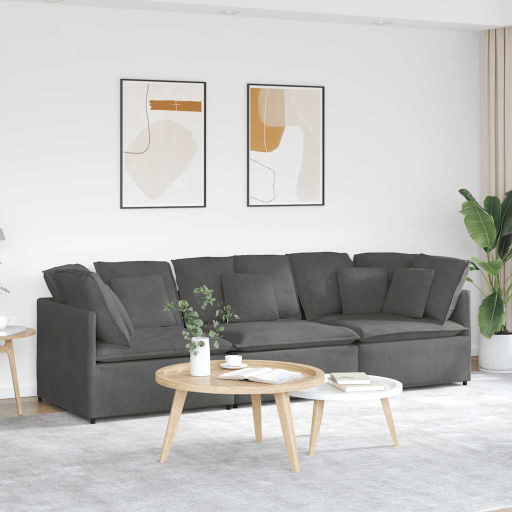 Canapé modulable avec coussins velours côtelé gris foncé - XIOS