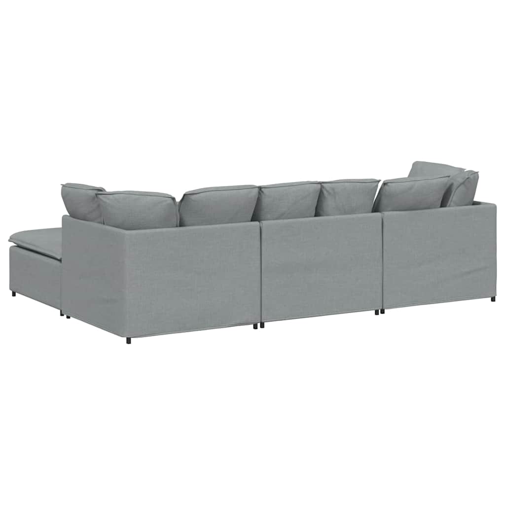 Canapé modulable avec repose-pieds et coussins en tissu gris clair - XIOS