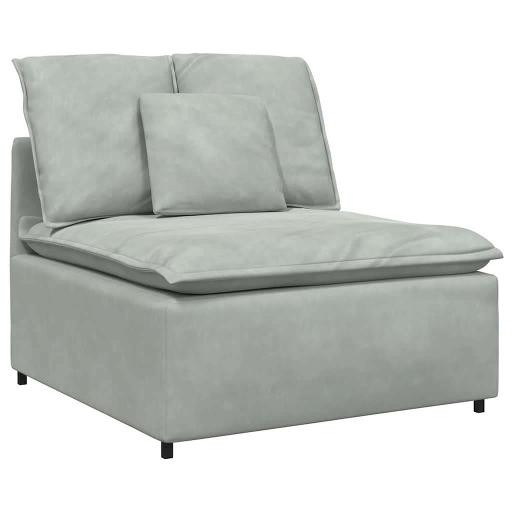 Canapé modulable avec coussins velours gris clair - XIOS