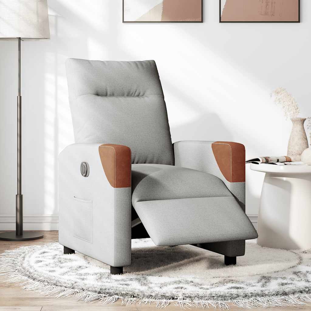 Fauteuil inclinable électrique gris nuage tissu - XIOS