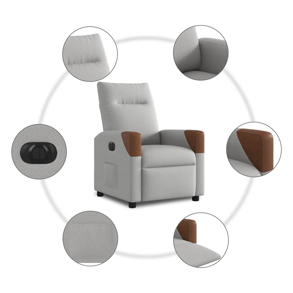 Fauteuil inclinable électrique gris nuage tissu - XIOS