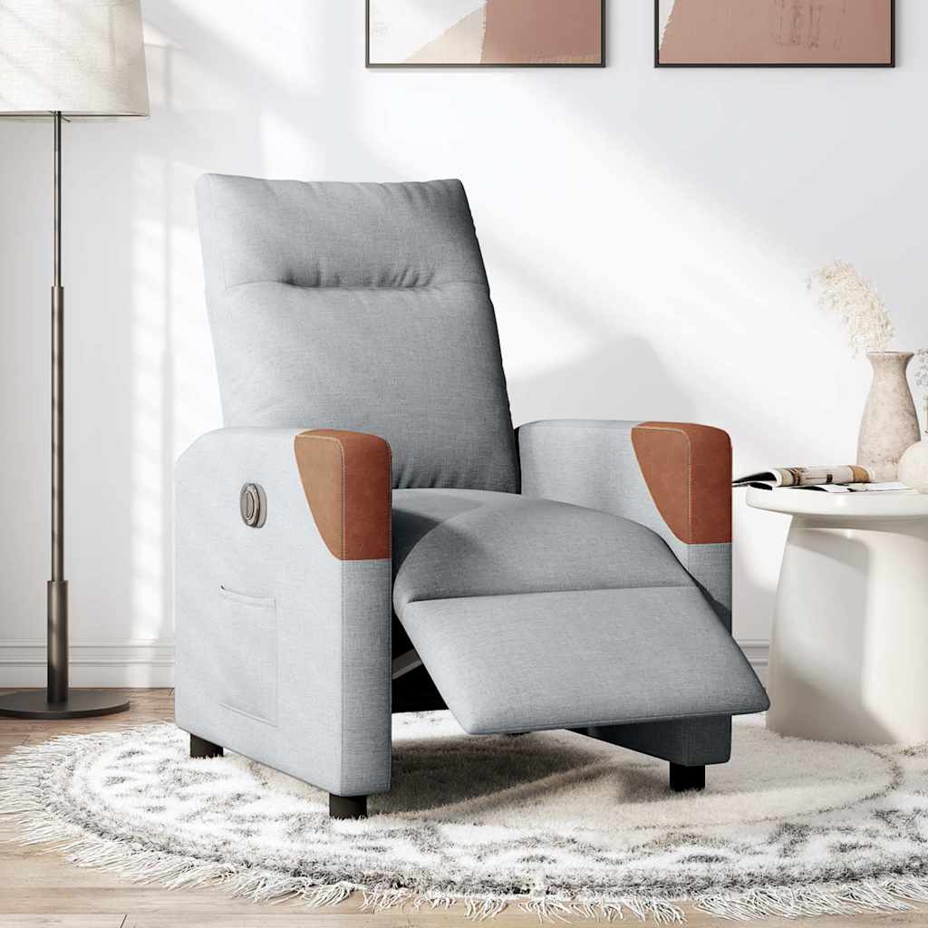 Fauteuil inclinable électrique Gris clair Tissu - XIOS