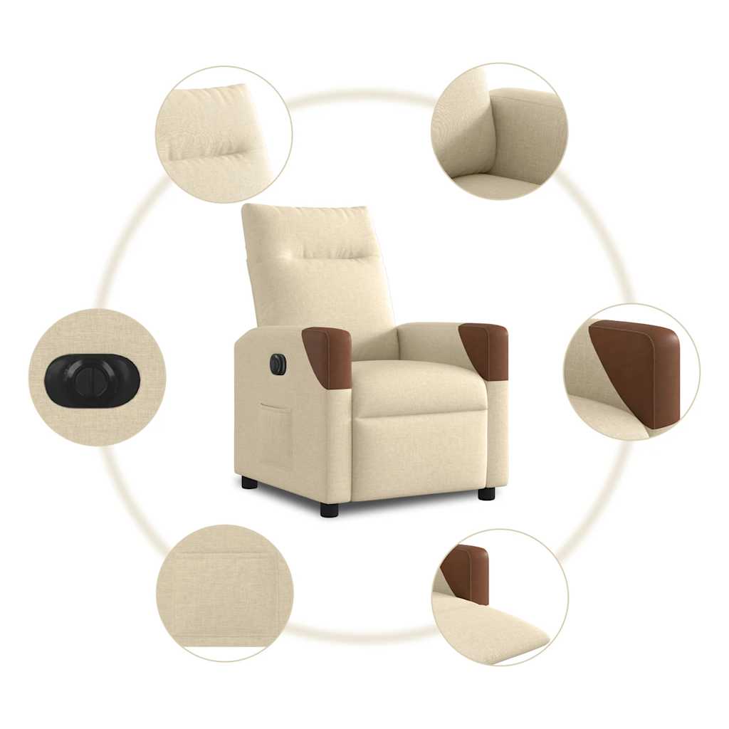 Fauteuil inclinable électrique Crème Tissu - XIOS