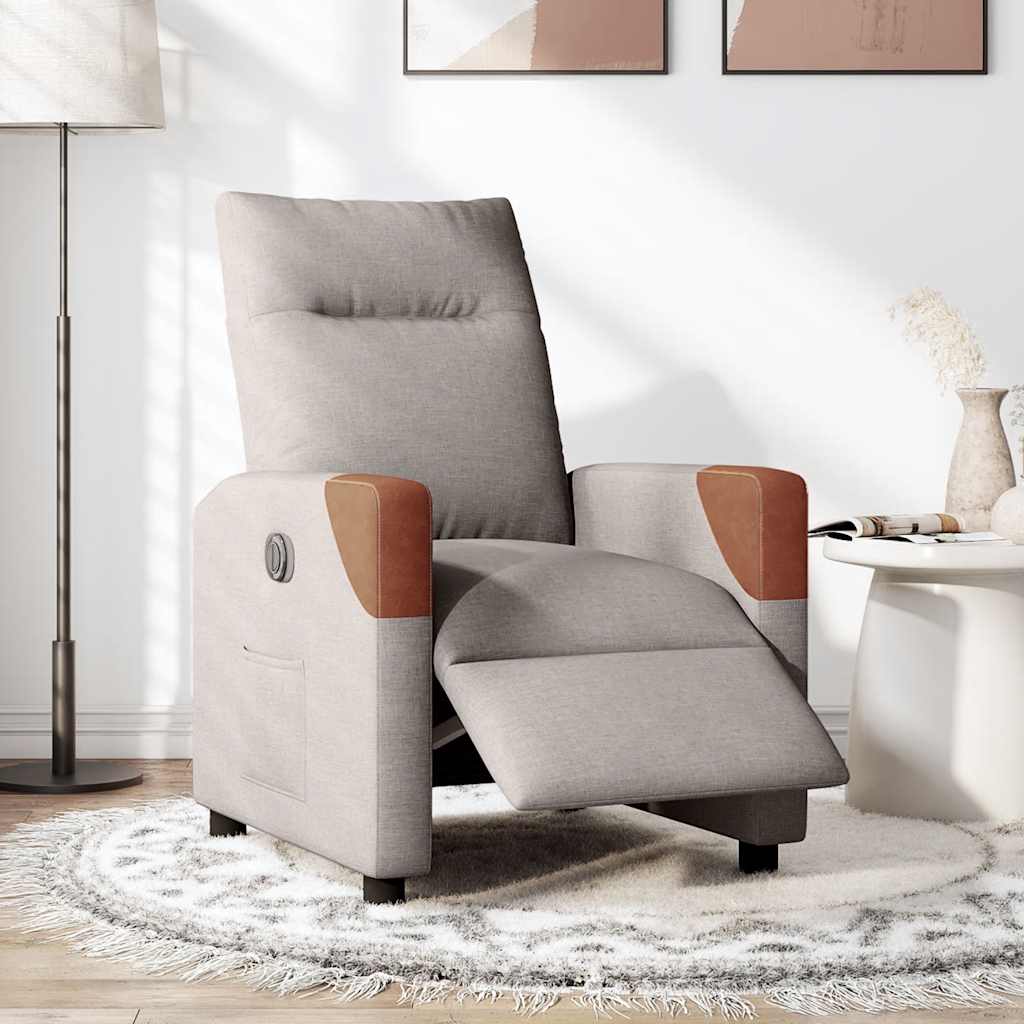 Fauteuil inclinable électrique Taupe Tissu