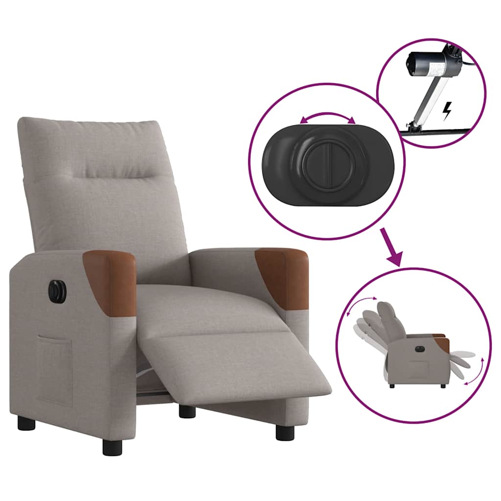 Fauteuil inclinable électrique Taupe Tissu - XIOS