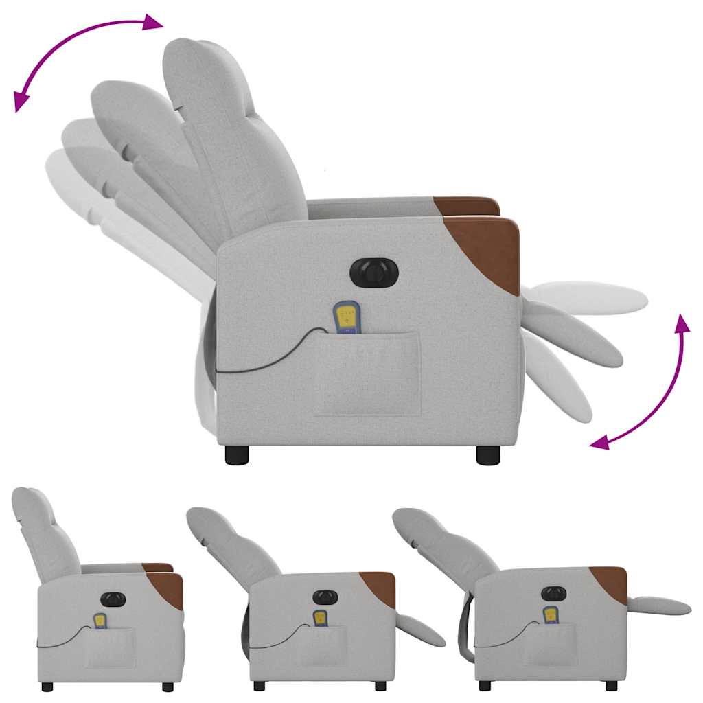 Fauteuil de massage inclinable électrique gris nuage tissu - XIOS