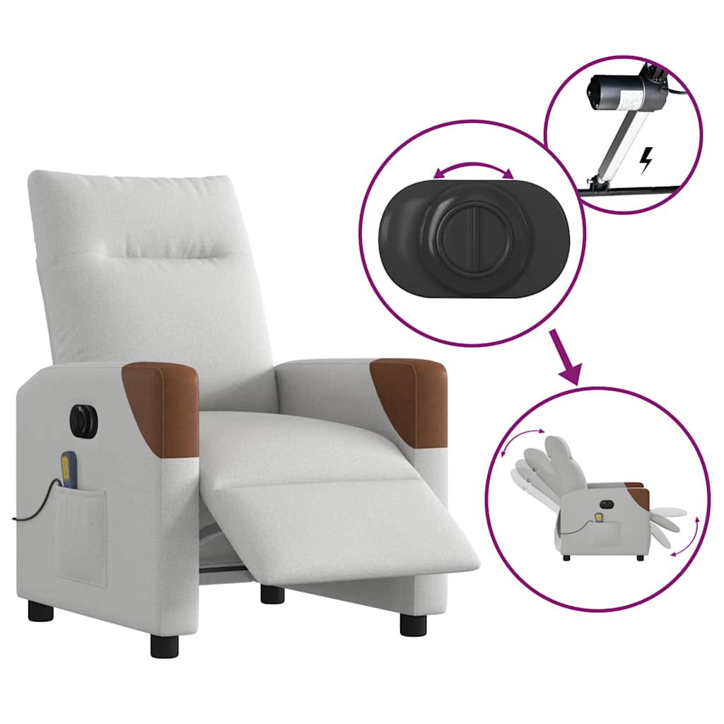Fauteuil de massage inclinable électrique gris nuage tissu - XIOS