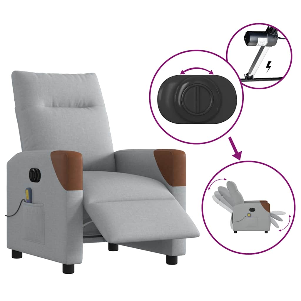 Fauteuil de massage inclinable électrique gris clair tissu - XIOS
