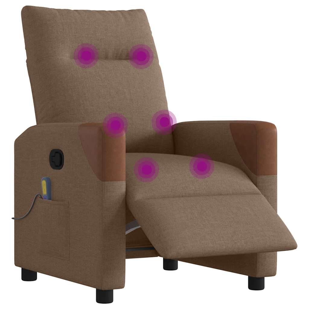 Fauteuil inclinable de massage électrique marron tissu - XIOS
