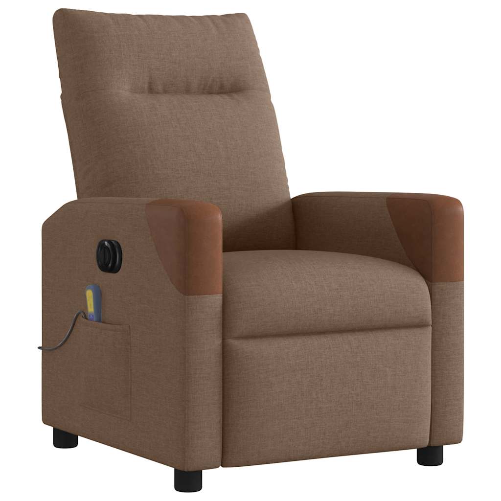Fauteuil inclinable de massage électrique marron tissu - XIOS