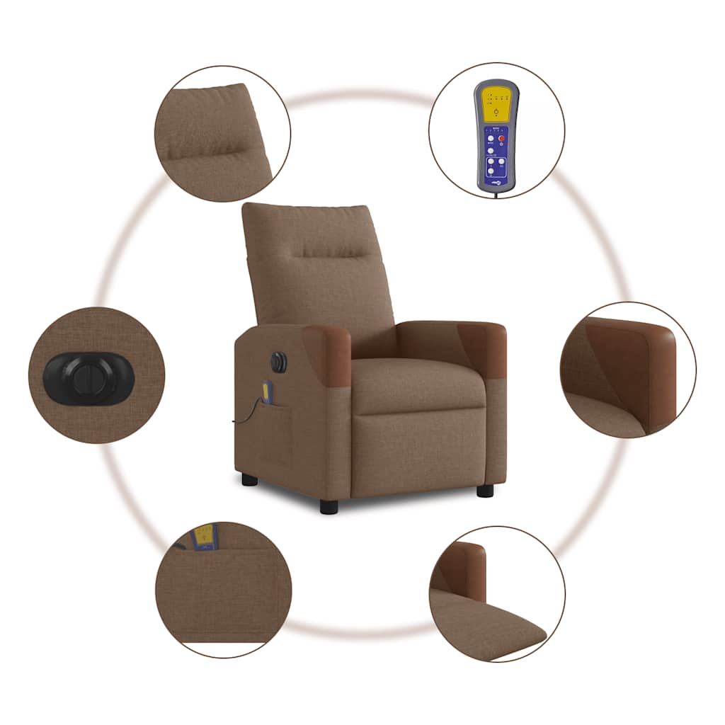Fauteuil inclinable de massage électrique marron tissu - XIOS