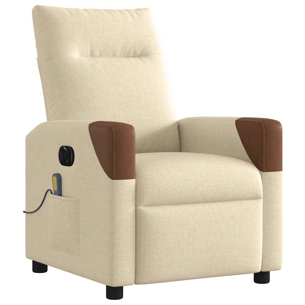 Fauteuil inclinable de massage électrique crème tissu - XIOS