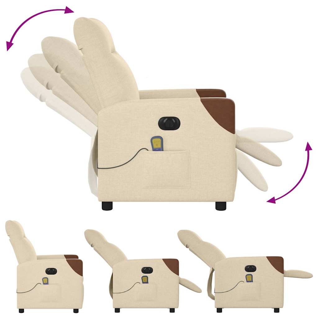 Fauteuil inclinable de massage électrique crème tissu - XIOS