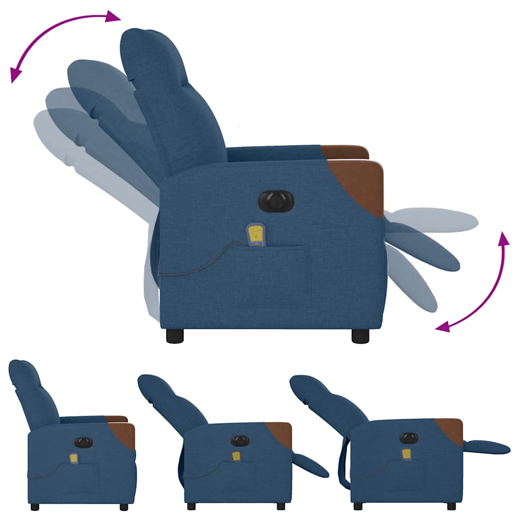 Fauteuil inclinable de massage électrique Bleu Tissu