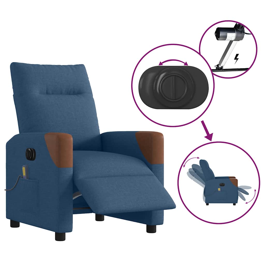 Fauteuil inclinable de massage électrique Bleu Tissu