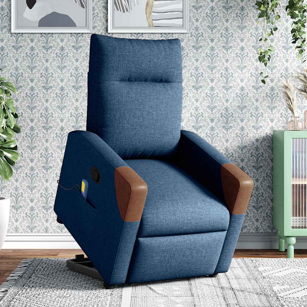 Fauteuil de massage inclinable Bleu Tissu