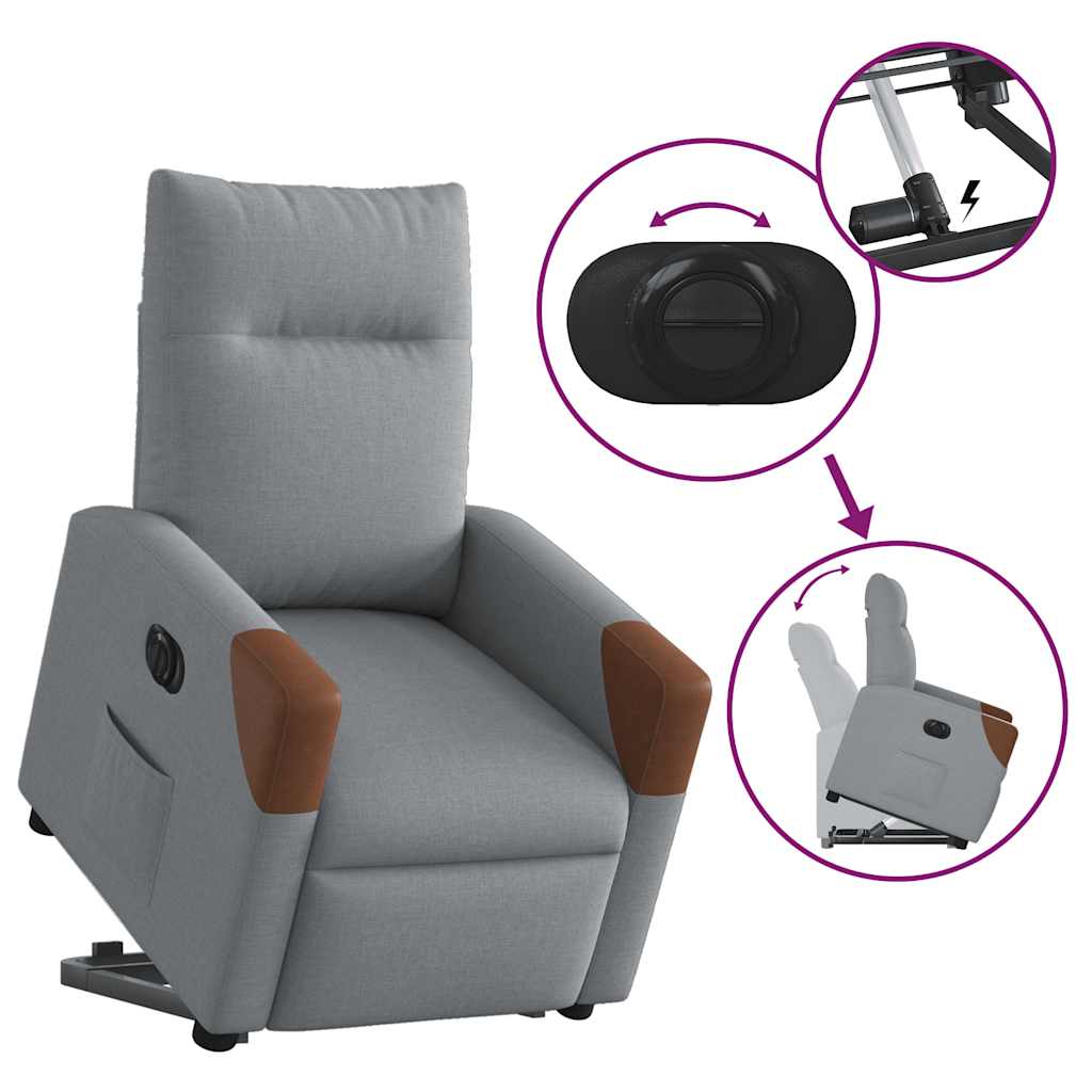 Fauteuil inclinable électrique gris clair tissu - XIOS