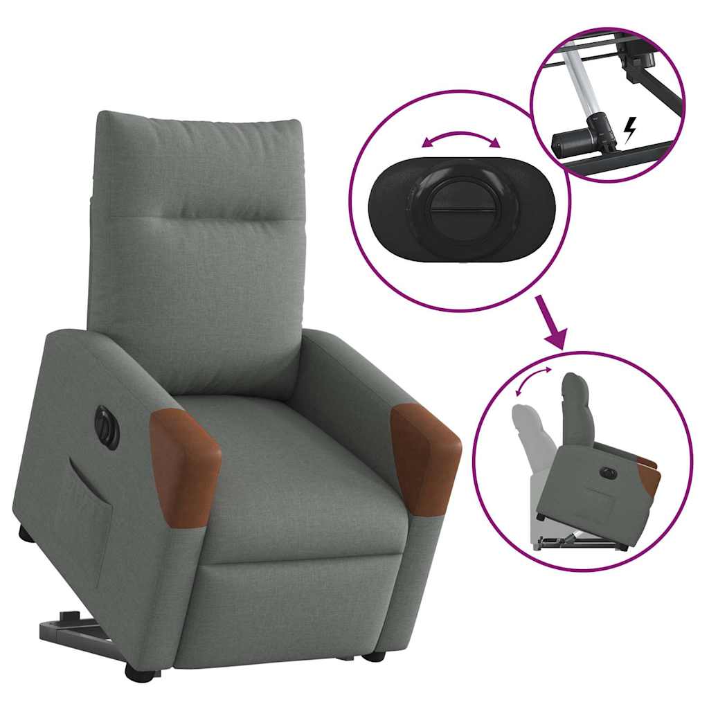 Fauteuil inclinable électrique gris foncé tissu - XIOS