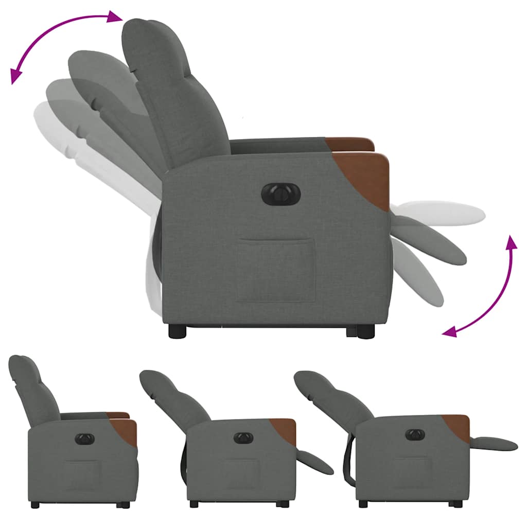 Fauteuil inclinable électrique gris foncé tissu - XIOS