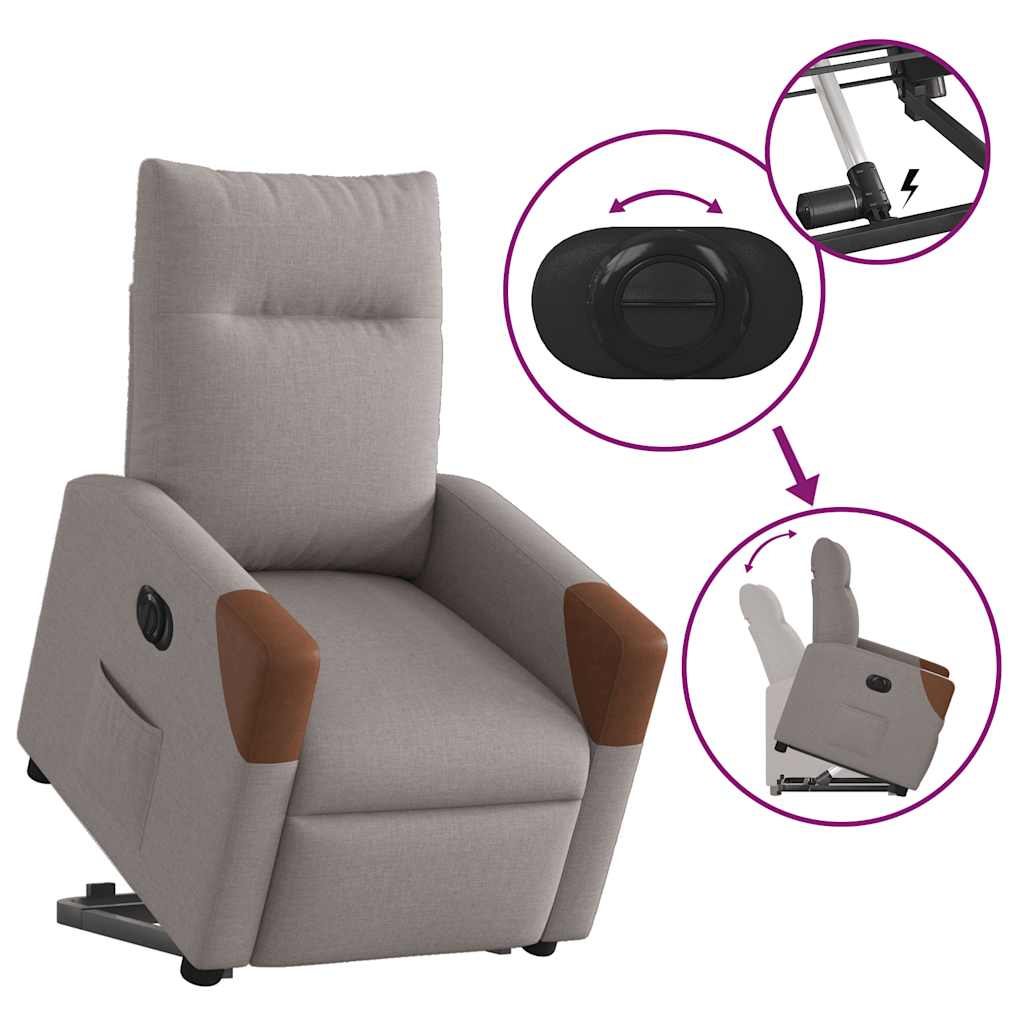 Fauteuil inclinable électrique taupe tissu - XIOS
