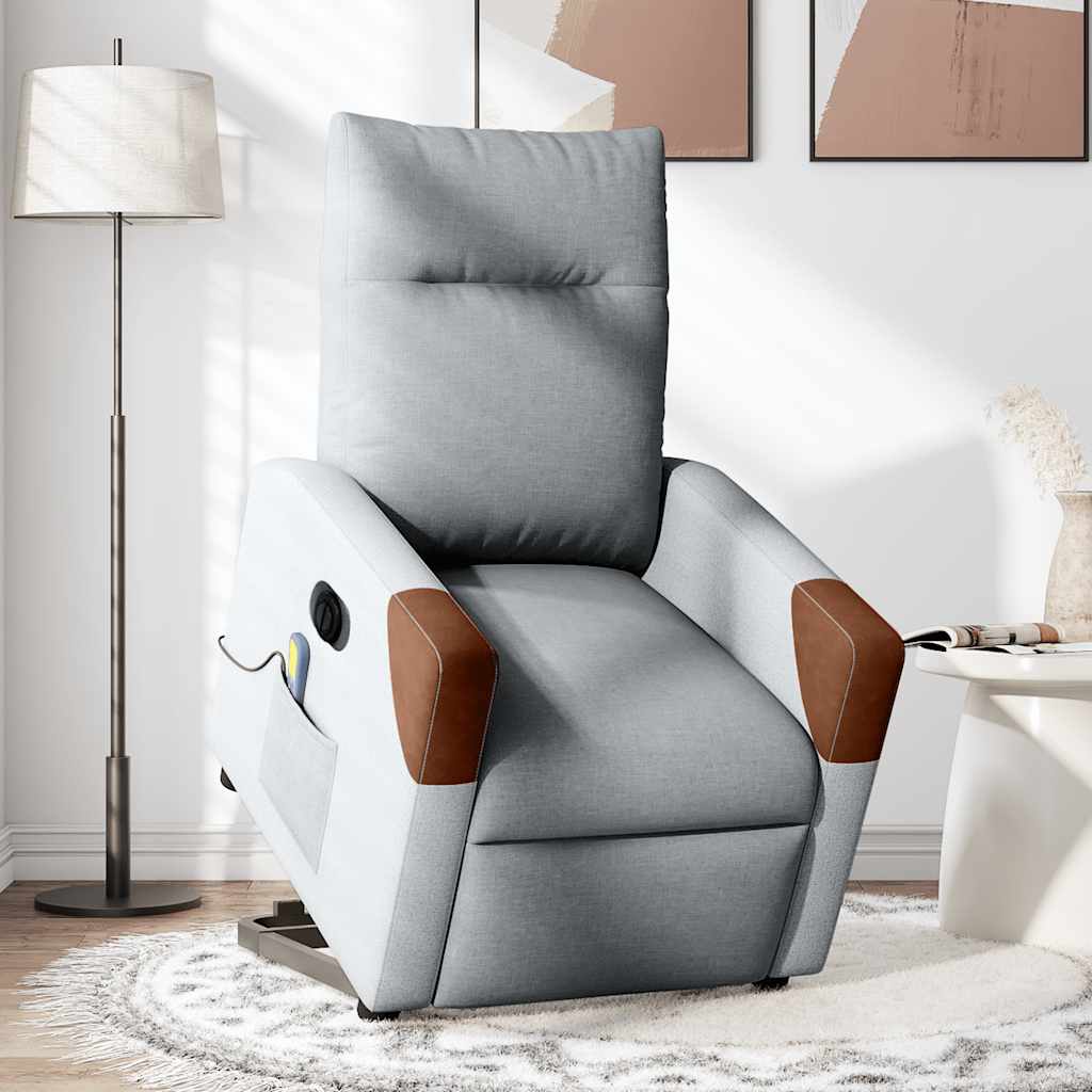 Fauteuil inclinable de massage électrique Gris clair Tissu - XIOS