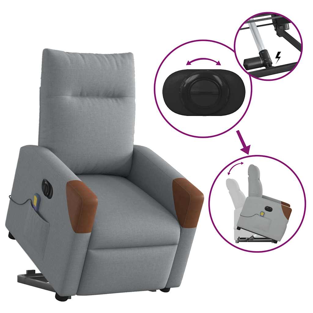 Fauteuil inclinable de massage électrique Gris clair Tissu - XIOS