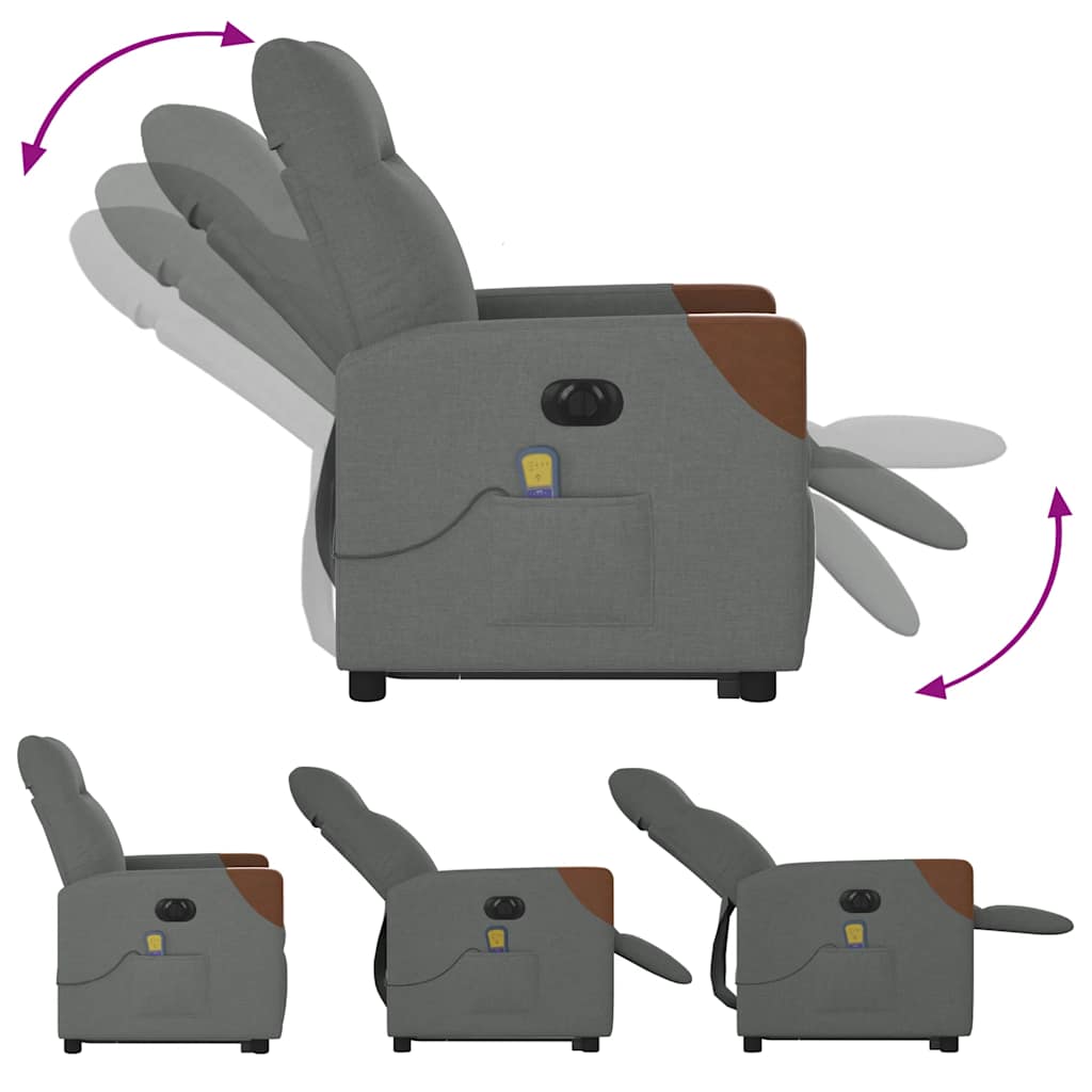 Fauteuil inclinable de massage électrique Gris foncé Tissu - XIOS