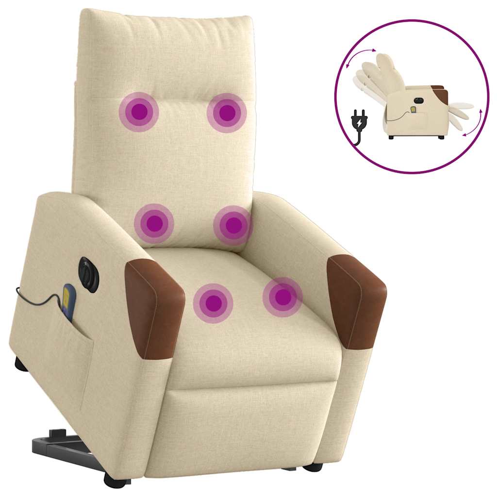 Fauteuil inclinable de massage électrique Crème Tissu - XIOS
