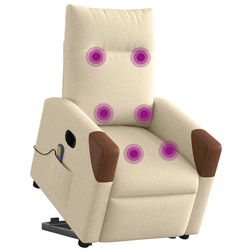 Fauteuil inclinable de massage électrique Crème Tissu - XIOS