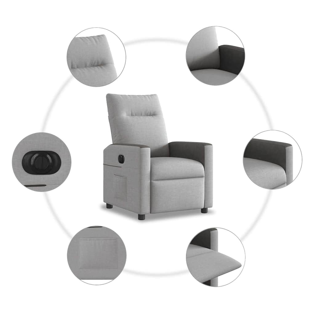 Fauteuil inclinable électrique gris nuage tissu - XIOS
