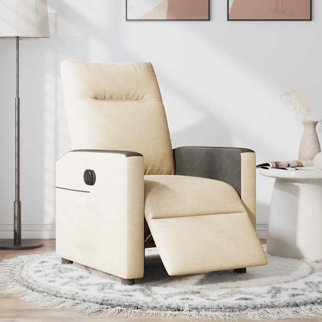 Fauteuil inclinable électrique Crème Tissu - XIOS