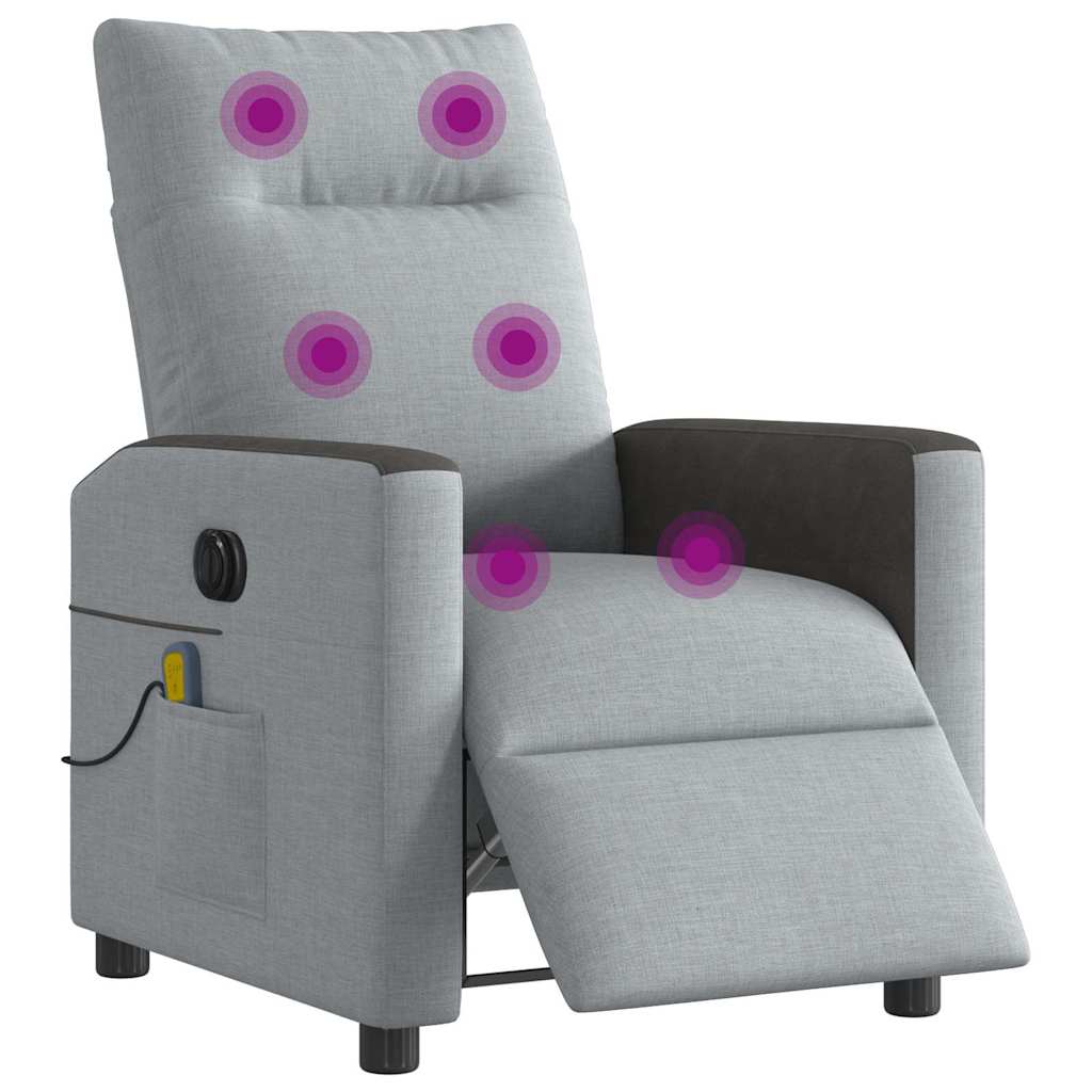 Fauteuil de massage inclinable électrique gris clair tissu - XIOS