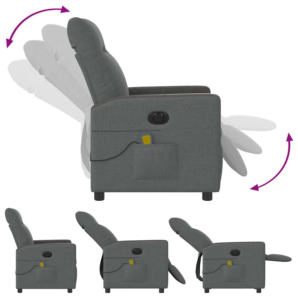 Fauteuil inclinable de massage électrique gris foncé tissu - XIOS