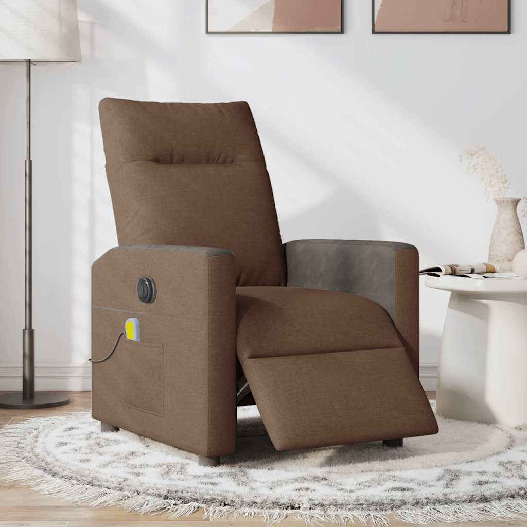 Fauteuil inclinable de massage électrique marron tissu - XIOS