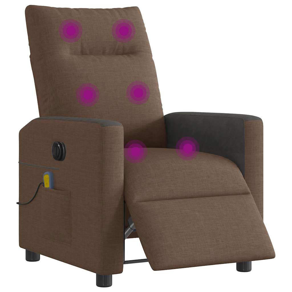 Fauteuil inclinable de massage électrique marron tissu - XIOS