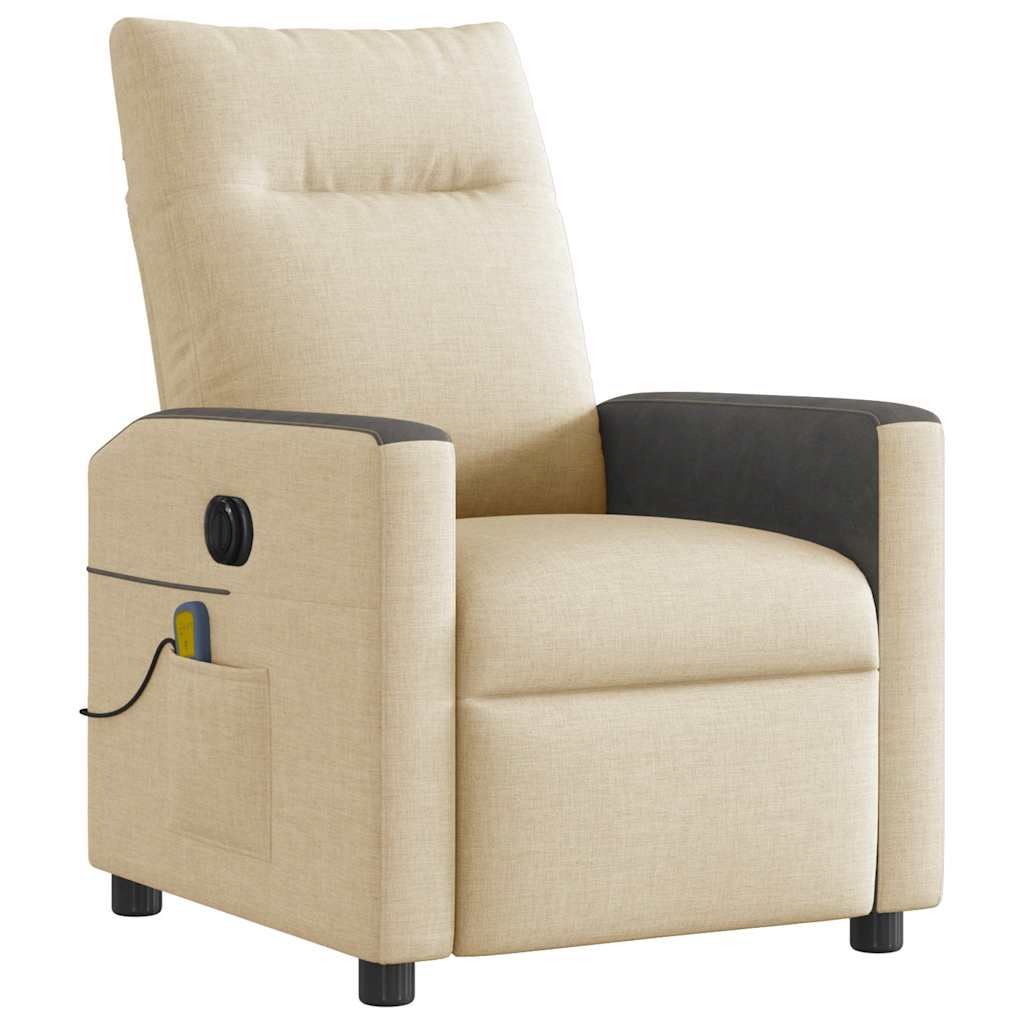Fauteuil inclinable de massage électrique crème tissu - XIOS