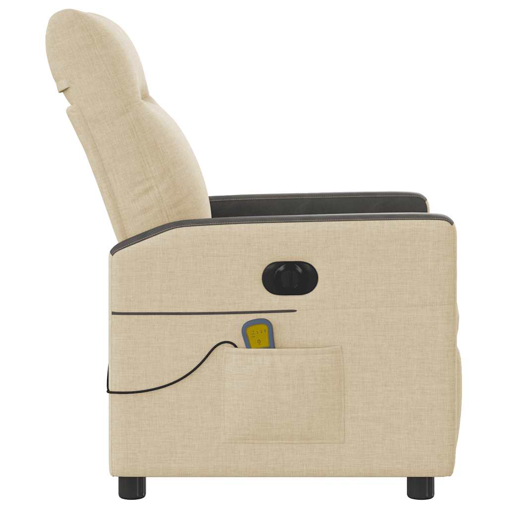 Fauteuil inclinable de massage électrique crème tissu - XIOS