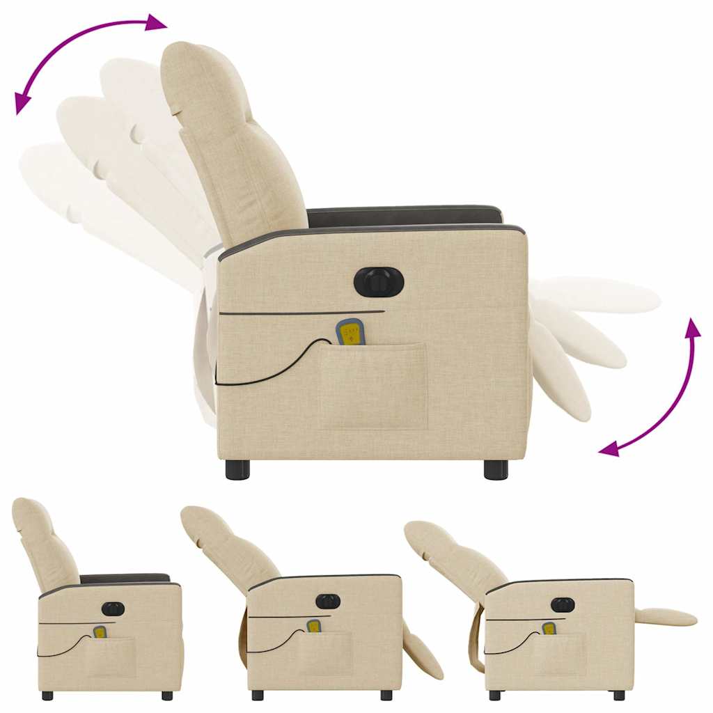 Fauteuil inclinable de massage électrique crème tissu - XIOS