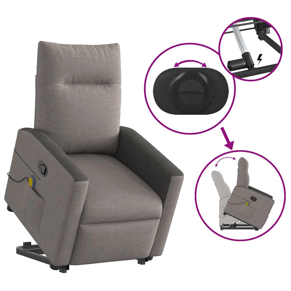 Fauteuil inclinable de massage Taupe Tissu - XIOS