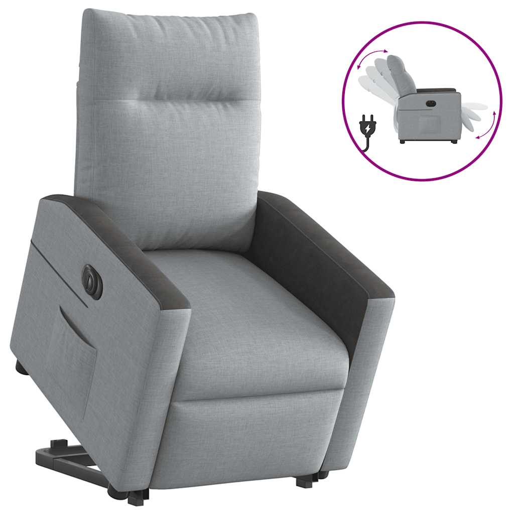 Fauteuil inclinable électrique gris clair tissu - XIOS