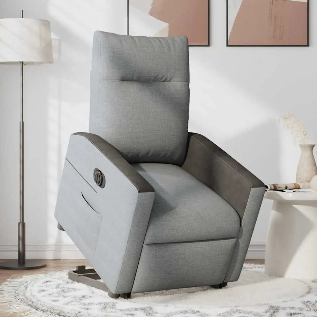 Fauteuil inclinable électrique gris clair tissu - XIOS
