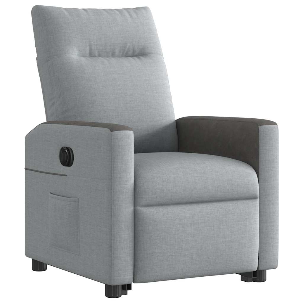 Fauteuil inclinable électrique gris clair tissu - XIOS