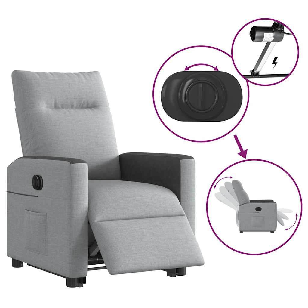 Fauteuil inclinable électrique gris clair tissu - XIOS