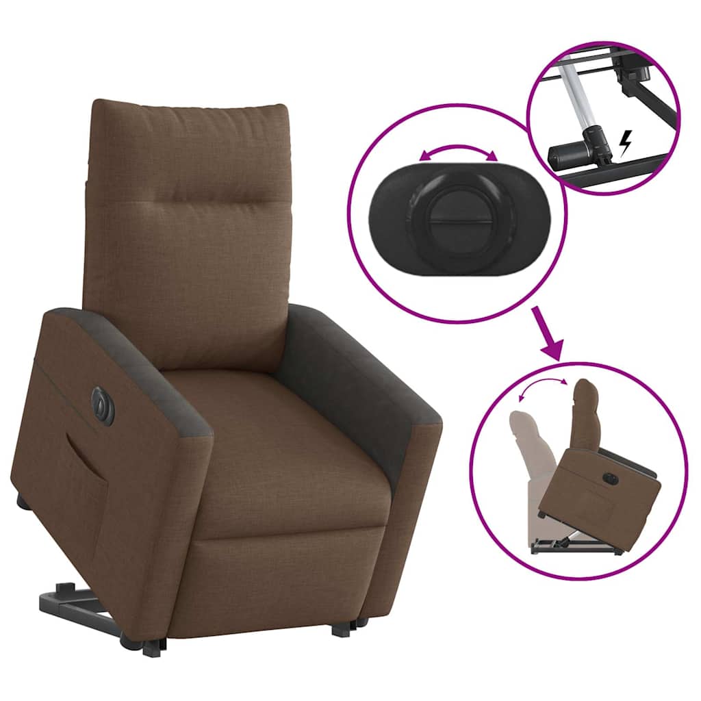 Fauteuil inclinable électrique marron tissu - XIOS
