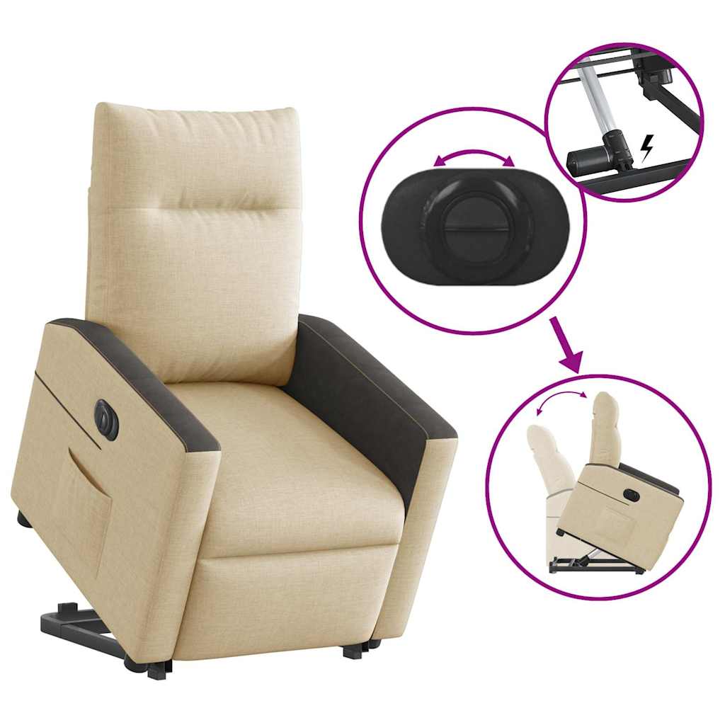 Fauteuil inclinable électrique crème tissu - XIOS